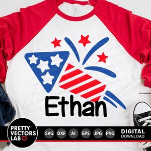 Petardo SVG, 4 de julio SVG, Archivos de corte patrióticos, SVG para niños, SVG para bebés, DXF, EPS, PNG, Diseño de camisetas de EE. UU., Sublimación, Cricut, Silueta
