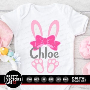 Häschen-Svg, Osterhasen-Schnitt-Dateien, Häschen-Ohren und Füße-Svg Dxf Eps Png, Baby-Mädchen-Svg, Kinder-Shirt-Design, Kaninchen Clipart, Silhouette, Cricut