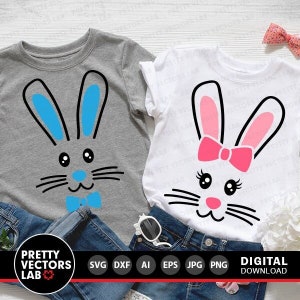 Hasen-Svg, Osterhasen-Svg, Hasen-Gesicht-Svg Dxf Eps Png, Mädchen & Junge-Hasen Clipart, Baby Schnittdateien, Kinder-Shirt-Design, Kaninchen, Silhouette Cricut