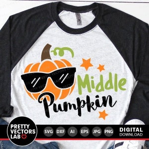 Mittlerer Kürbis geschnitten, Erntedank, Halloween, Herbst geschnitten Dateien, Bruder geschnitten Dateien, Jungen Shirt Design, Kleinkind, Silhouette, Cricut