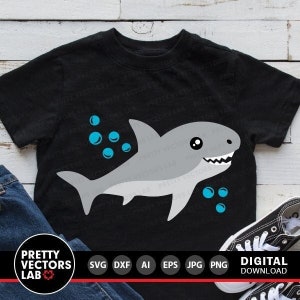 Haifisch-Svg, lustiger Hai-Svg-Dxf Eps Png, Jungen-Schnitt-Dateien, Kinder-Shirt-Design, Sommer Clipart, Jungen-Strand-Svg, Geburtstagsfeier, Silhouette, Cricut
