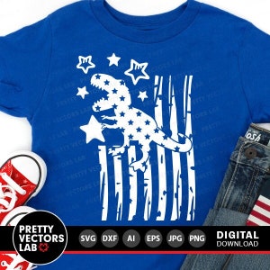 Patriotic Dinosaur Svg, 4th of July Svg, USA T-Rex Cut Files, American Flag Svg Dxf Eps Png, Grunge Svg, Sublimation Png, Silhouette, Cricut