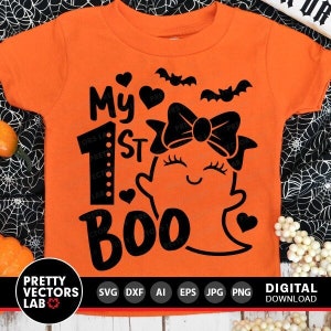 My 1st Boo Svg, My First Halloween Cut-bestanden, babymeisje Ghost Svg Dxf Eps Png, pasgeboren Svg, babykostuum Svg, sublimatie, silhouet Cricut