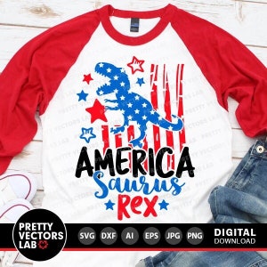 Patriotic Dinosaur Svg, America Saurus Rex Svg, 4th of July Svg Dxf Eps Png, USA T-Rex Cut Files, Dino American Flag Svg, Silhouette, Cricut