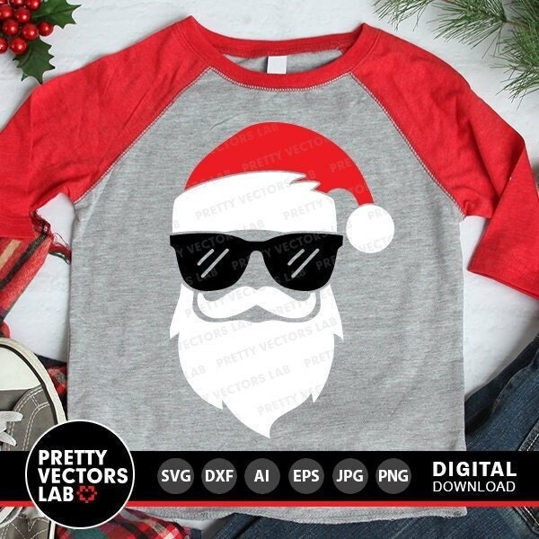 Santa Face Svg, Santa Svg, Christmas Cut Files, Funny Santa Svg, Dxf, Eps, Png, Kids Shirt Design, Baby Svg, Winter Svg, Silhouette, Cricut