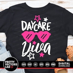 Kita-Diva-Svg, Back to School-Svg, Erster Schultag-Schnittdateien, lustiges Zitat-Svg, Dxf, Eps, Png, Mädchen-Shirt-Design, Silhouette, Cricut