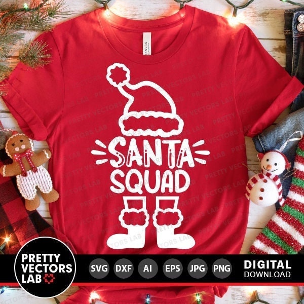Santa Squad Svg, Christmas Svg, Dxf, Eps, Png, Santa Crew Cut Files, Funny Holiday, Kids Svg, Winter, Family Shirt Design, Cricut Silhouette