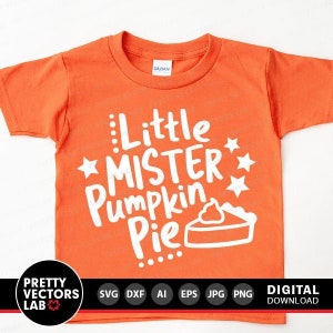 Little Mister Pumpkin Pie Svg, jongens Thanksgiving Svg Dxf Eps Png, babyjongen gesneden bestanden, Kids Shirt Design, herfst Clipart, silhouet, Cricut