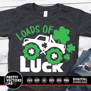 St patricks Tag Monstertruck svg, Viel Glück-Svg-Dxf Eps-Png, Kids Cut Files, Kleeblatt LKW-Svg, Glücksklee-Svg, Silhouette, Cricut