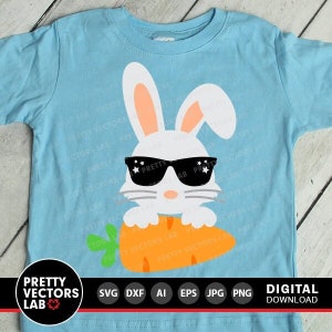 Bunny Svg, Easter Cut Files, Boys Easter Svg, Rabbit Ears Svg Dxf Eps Png, Bunny With Carrot, Bunny Clipart, Monogram Svg, Silhouette Cricut