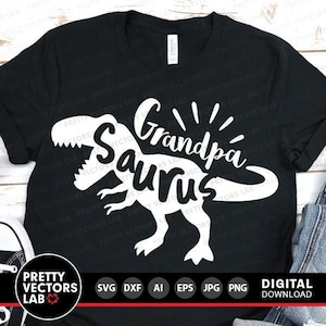 Abuelo Saurio SVG, Dinosaurio T-Rex SVG, Abuelo SVG DXF EPS PNG, Clipart de Dinosaurio, Diseño de Camiseta T Rex, Archivos de Corte para Abuelo, Silueta, Cricut