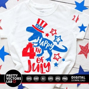 Happy 4th of July Svg, Patriotic Dinosaur Svg, America Saurus Rex Cut Files, USA T-Rex Dino Svg, Dxf, Eps, Png, Kids Svg, Silhouette, Cricut