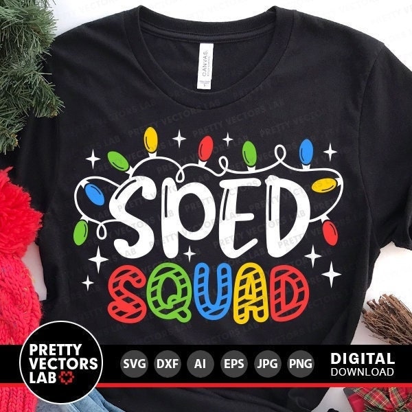 SPED Squad Svg, Christmas Svg, Christmas Lights Cut Files, Sped Teacher Svg Dxf Eps Png, Special Education Svg, Sped Team, Cricut Silhouette