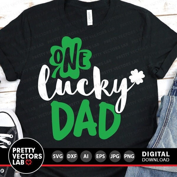 One Lucky Dad Svg, St Patrick's Day Cut Files, Father's Day Svg, Shamrock Svg Dxf Eps Png, Daddy Shirt Design, Clover Svg, Silhouette Cricut