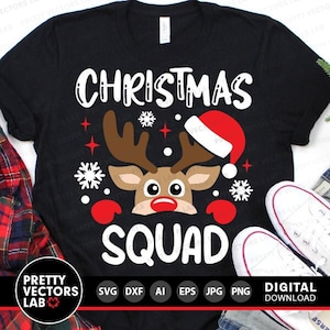 Escouade de Noël, Svg Noël, renne, Svg drôle de cerf Dxf Eps Png, conception de chemise de Noël, sublimation, Silhouette, Cricut