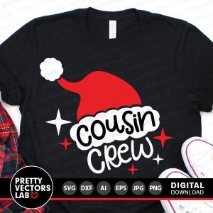 Cousin équipage Svg, Svg Noël, Bonnet de Noel, Dxf, Eps, Png, fichiers de coupe vacances, cliparts enfants, famille chemises assorties Svg, Silhouette Cricut