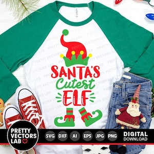 Die niedlichste Elfe des Weihnachtsmannes svg, Weihnachtssvg, Santa Cut Files, süsse Elfe svg Dxf Eps Png, Baby Clipart, Kinder-Shirt-Design, Winter, Silhouette Cricut