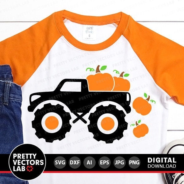 Pumpkin Monster Truck Svg, Fall Truck Svg, Boy Halloween Svg Dxf Eps Png, Thanksgiving Svg, Fall Cut Files, Boys Clipart, Silhouette, Cricut