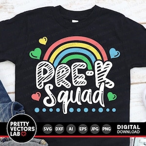 Pre-K Svg, Back To School Svg, Teacher Svg, Dxf, Eps, Png, Preschool Cut Files, Rainbow Svg, School Shirt Design, Kids, Silhouette, Cricut