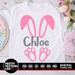 Osterhasen-Svg, Osterschnitt-Dateien, Mädchen-Monogramm-Svg, Osterhase-Svg, Dxf, Eps, Png, Hasenohren-Svg, Hasenfüße Clipart, Silhouette, Cricut