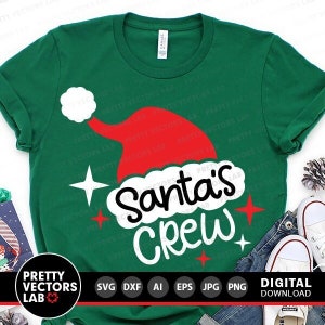 Santa's Crew Svg, Kerstmis Svg, kerstmuts Svg Dxf Eps Png, vakantie gesneden bestanden, Kids Clipart, familie bijpassende Shirts Svg, Cricut, silhouet
