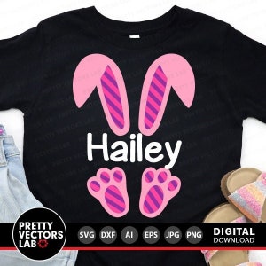 Häschen-Svg, Osterschnitt-Dateien, Osterhasen-Svg-Dxf Eps Png, Baby-Mädchen-Svg, Kinder-Shirt-Design, Kaninchenohren und Füße Clipart, Silhouette Cricut