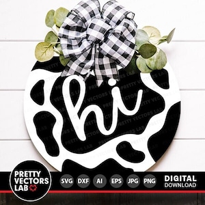 Welcome Svg, Cow Door Hanger Cut Files, Cow Print Svg, Dxf, Eps, Png, Farmhouse Svg, Round Sign Svg, Funny Farm Clipart, Silhouette, Cricut