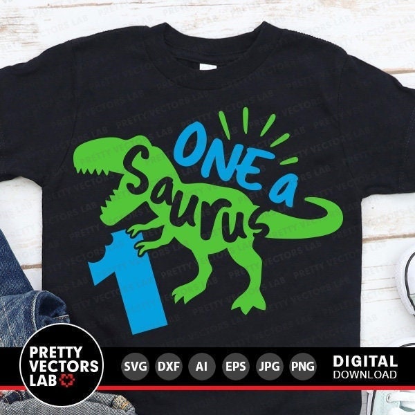 Dinosaur Birthday Boy Svg, One a Saurus Svg, 1st Birthday Svg, Dxf, Eps, Png, Kids T-Rex Cut Files, First Birthday Svg, Silhouette, Cricut