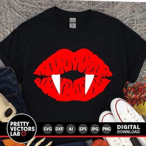 Vampire Lips Svg, Halloween Svg, Vampire Teeth Cut Files, Scary Kiss Svg, Dxf, Eps, Png, Vampire Bite Svg, Mouth, Fangs, Silhouette, Cricut