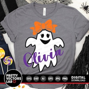 Meisje Ghost Svg, Halloween gesneden bestanden, Happy Ghoul Svg, Spooky Svg Dxf Eps Png, meisjes Shirt Design, Kids Svg, monogram Svg, silhouet, Cricut