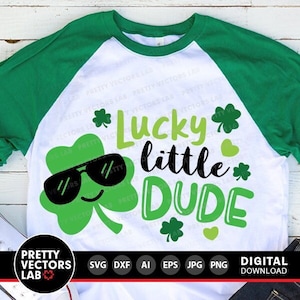 Lucky Little Dude Svg, jongens St. Patrick's Day Svg, klaver Svg Dxf Eps Png, kinderen gesneden bestanden, Iers, grappige Svg, baby Clipart, silhouet Cricut