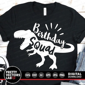 Cumpleaños de dinosaurios (SVG), Dinosaurio T-Rex (SVG), Fiesta de T-Rex (SVG, DXF, EPS, PNG), Camisetas familiares a juego (SVG), Silueta, Cricut
