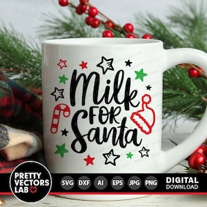 Natal SVG, Leite para o Papai Noel SVG, Garrafa de Leite do Papai Noel SVG DXF EPS PNG, Arquivos de Corte para Canecas de Natal, Citação Engraçada de Natal, Crianças, Silhueta, Cricut