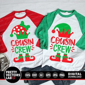 Cousin Crew Svg, Elfo de Natal Svg, Cousins Svg, Engraçado Feriado Svg, Dxf, EPS, PNG, Crianças Svg, Camisas Combinando Família Svg, Cricut, Silhueta