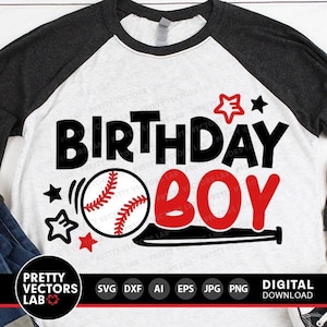 Cumpleaños de béisbol para niño (SVG), Archivos de corte de béisbol, Niños (SVG, DXF, EPS, PNG), Camiseta para niños (SVG), Clipart de primer cumpleaños, Deportes (SVG), Silueta, Cricut