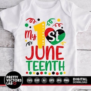 Mein erster Juniteenth SVG, Mein 1st Juniteenth, Dxf, Eps, Png, African American Kids Cut Files, Emanzipation Tag Clipart, Silhouette, Cricut