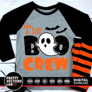Halloween Svg, Svg The Boo Crew, Boo Svg, Svg fantôme, Dxf, Eps, Png, fichiers coupés effrayants, conception de chemise pour enfants, Clipart bébé, Silhouette, Cricut