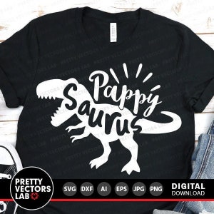 Papá Saurio SVG, Dinosaurio T-Rex SVG, Abuelo Dinosaurio SVG DXF EPS PNG, Abuelo SVG, Clipart Divertido, Diseño de Camiseta de Dinosaurio, Silueta Cricut