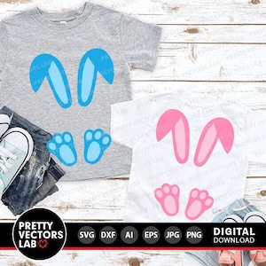 Hasen-Svg, Osterschnitt-Dateien, Hasen-Svg Dxf Eps Png, Jungen- und Mädchen-Svg, Baby, Kinder-Svg, Kaninchenohren, Hasenfüße Clipart, Silhouette, Cricut