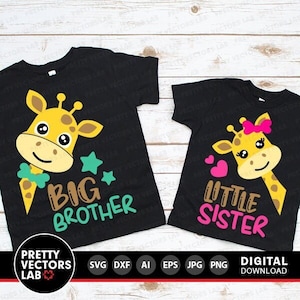 Großer Bruder svg, kleine Schwester svg, Giraffen Cut Files, Geschwister Zitat svg, Dxf, Eps, Png, junge Mädchen Giraffe, passendes svg, Silhouette Cricut