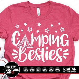 Mejores amigos de camping (Svg), Archivos de corte para la vida de camping, Cita de campamento (Svg, Dxf, Eps, Png), Clipart de campista feliz, Viaje de amigos, Sublimación, Cricut, Silueta