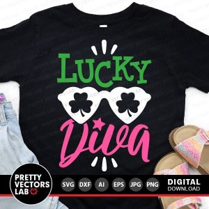 Lucky Diva Svg, meisjes St. Patrick's Day Svg, klaver Svg, Dxf, Eps, Png, Kids Cut-bestanden, grappige Svg, meisje Svg, Baby Clipart, silhouet Cricut