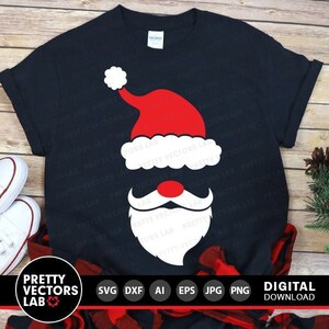 Santa Face Svg, kerst Svg, kerstmuts gesneden bestanden, grappige kerstman Svg, dxf, eps, png, Kids Shirt Design, vakantie Clipart, silhouet, Cricut