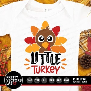 Kleiner Truthahn Aufsteller, kleiner Bruder Aufsteller, Danksagung, Dxf Eps Png, Junge Truthahn Schnittdatei, Kinder Shirt Design, Herbst Clipart, Silhouette Cricut