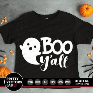 Boo Y'All Svg, Halloween Cut File, Boo Svg, Ghost Svg, Dxf, Eps, Png, Farmhouse Sign Svg, Kids Shirt Design, Baby Clipart, Silhouette Cricut image 1