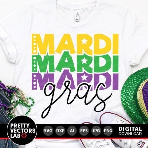 Mardi Gras SVG, Arquivos de Corte de Mardi Gras, Empilhados SVG DXF EPS PNG, Clipart de Carnaval, Louisiana SVG, Design de Camiseta de Mardi Gras, Silhueta, Cricut