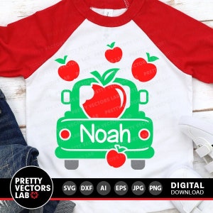 Camión de regreso a clases (Svg), Camión con manzanas (Svg), Archivos de corte para el primer día de clases, Niños (Svg, Dxf, Eps, Png), Clipart de niños y niñas, Silueta, Cricut
