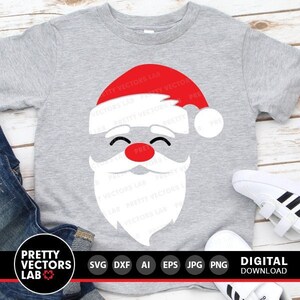 Santa Face Svg, Kerstmis Svg, Santa Svg Dxf Eps Png, grappige kerst gesneden bestanden, Kids Shirt Design, Baby Winter Clipart, silhouet, Cricut