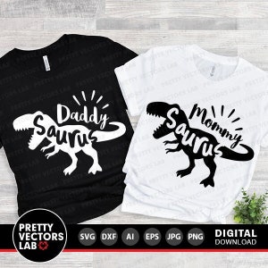 Papa Saurus Svg, Mama Saurus Svg, dinosaurussen gesneden bestanden, T-Rex Party Svg Dxf Eps Png, bijpassende familie, T Rex Shirt Design, silhouet Cricut
