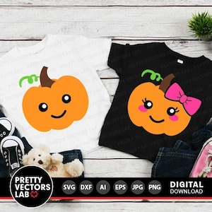Niedliche Kürbisse auf A4 Zeichen, Herbst geschnitten Dateien, Baby Clipart, Silhouette Cricut, niedliche Kürbisse